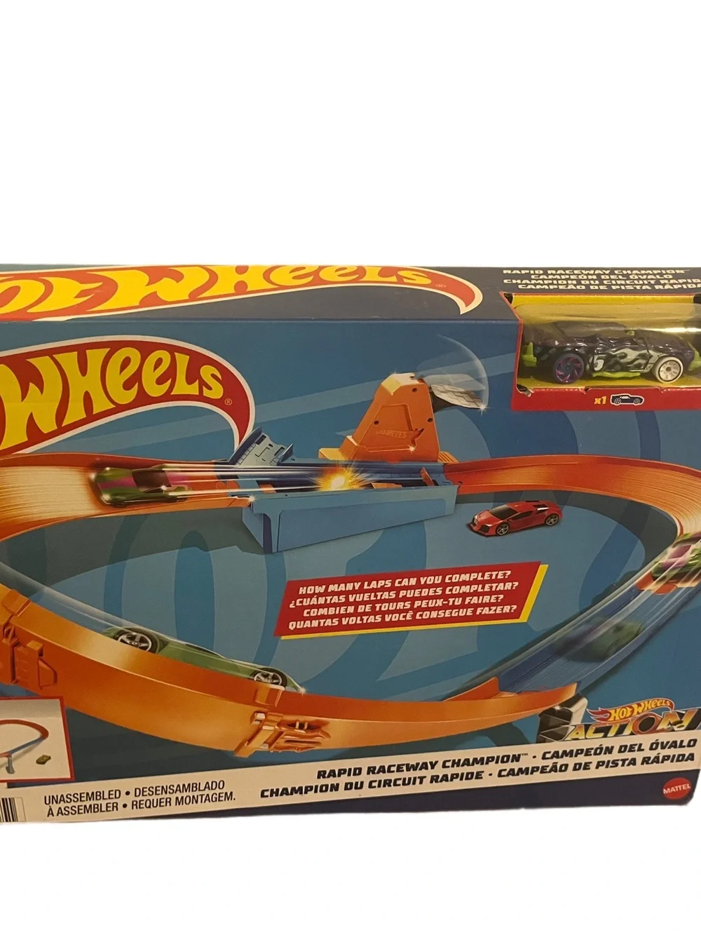 Hot Wheels Toy Car Track Set, Rapid Raceway Champion One Hot Wheel Car Included
